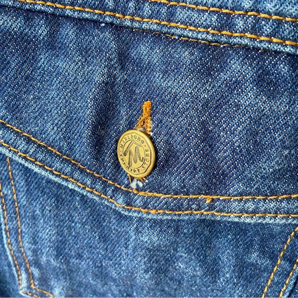 Vintage Marlboro Country Store Denim Jean Jacket Western Cowboy Rodeo Size XL - Picture 5 of 12